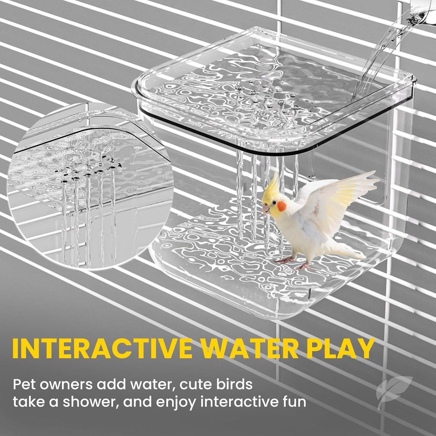 No Mess Automatic Bird Feeder,Multifunctional Parrot Seed Feeders,Transparent Seed Food Container,Bird Cage Accessories for Canaries Budgies Lovebirds Conures Cockatiels