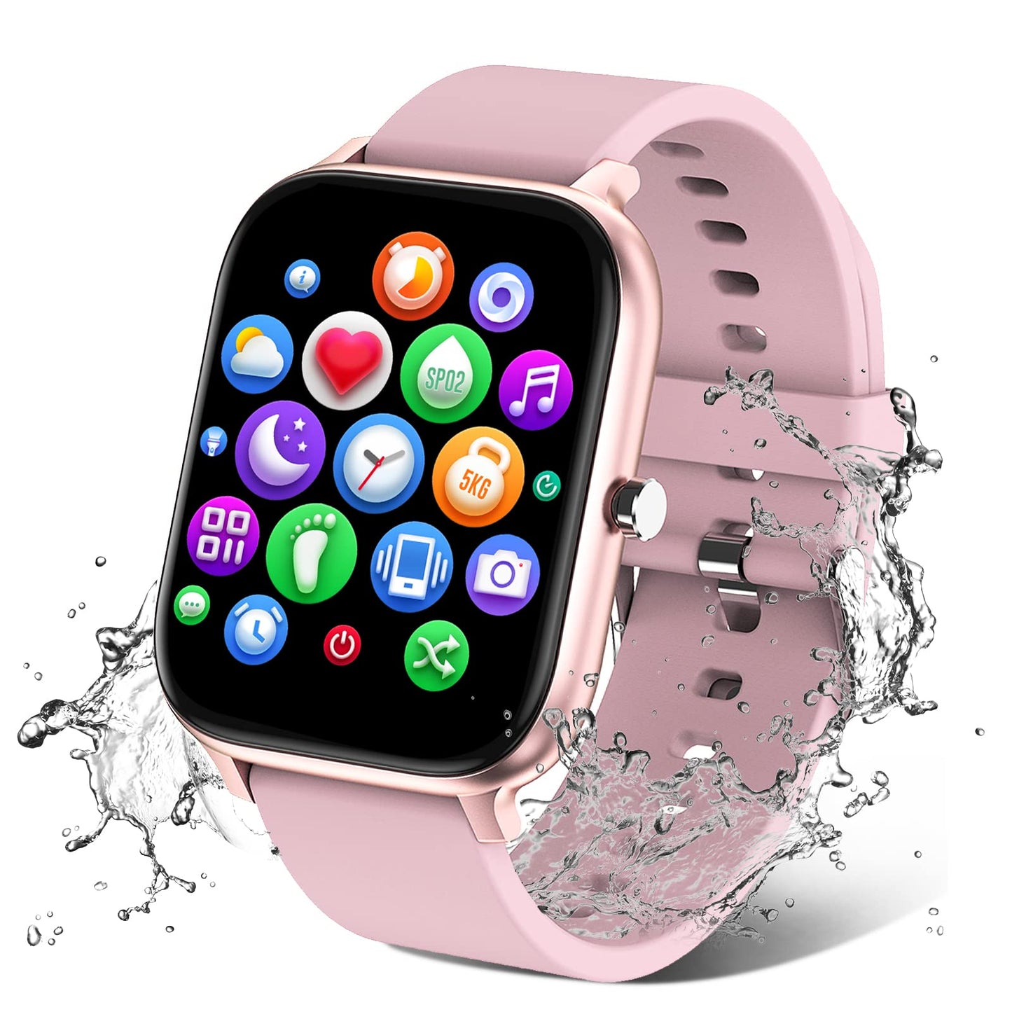 Smart Watch for Men Women Compatible with iPhone Samsung Android Phone 1.69 inch Full Touch Screen IP68 Waterproof Bluetooh Fitness Tracker Heart Rate/Sleep Monitor (Black)