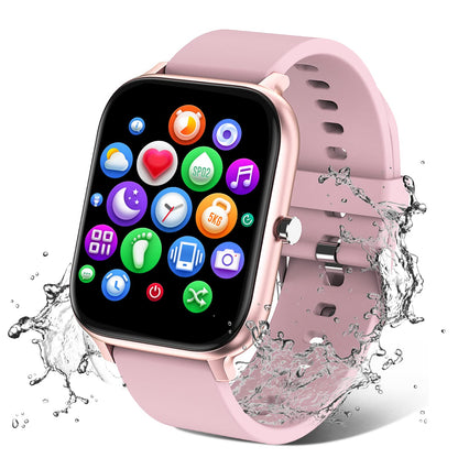 Smart Watch for Men Women Compatible with iPhone Samsung Android Phone 1.69 inch Full Touch Screen IP68 Waterproof Bluetooh Fitness Tracker Heart Rate/Sleep Monitor (Black)