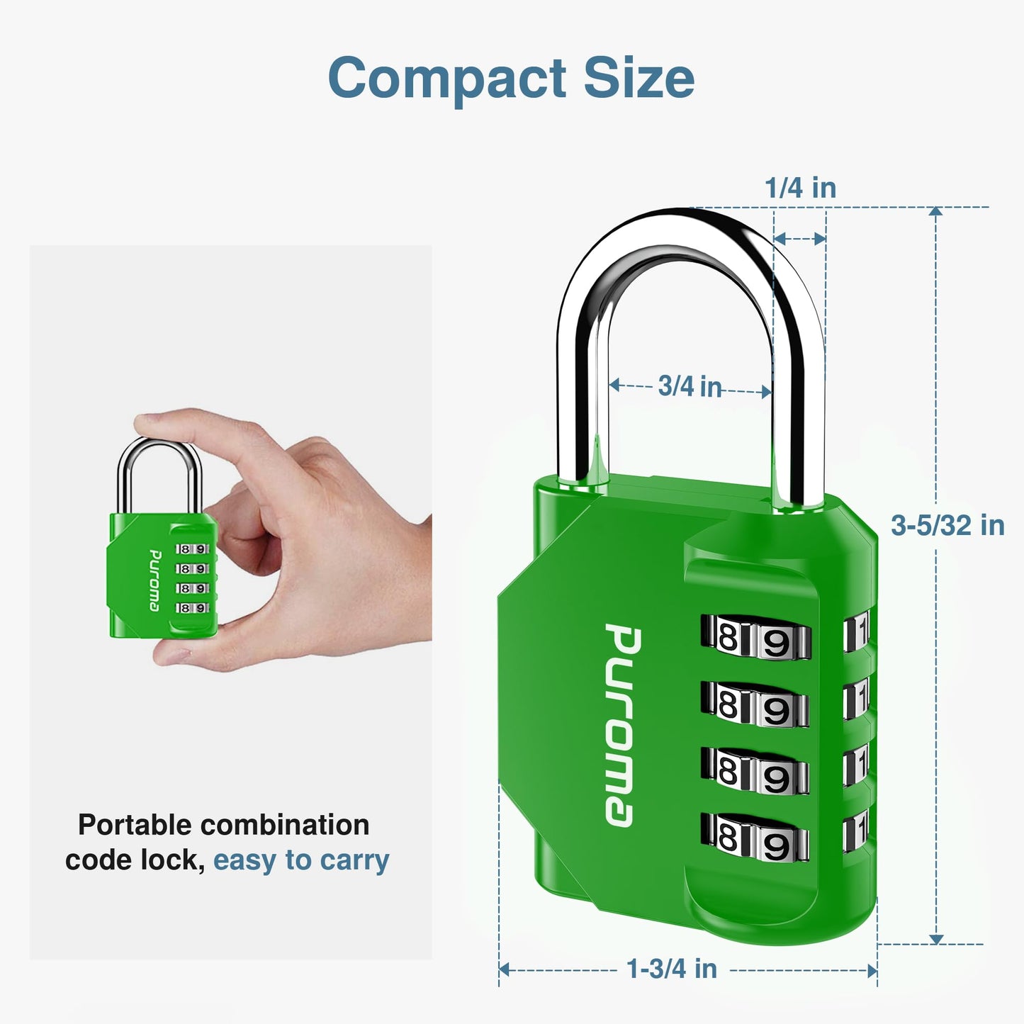 Puroma 2 Pack Combination Lock 4 Digit Padlock for School Gym Locker, Sports Locker, Fence, Toolbox, Case, Hasp Storage (Black & Code Window)
