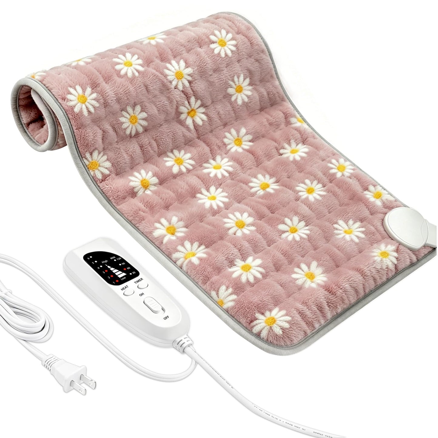 Electric Heating pad with 6 Heat Settings, Auto Shut Off, Dry Electric Heating for Back Neck Knee Arms Legs Shoulder Heat Pads for Christmas Birthday Father Mother's Day (24"X12", Gray Green)