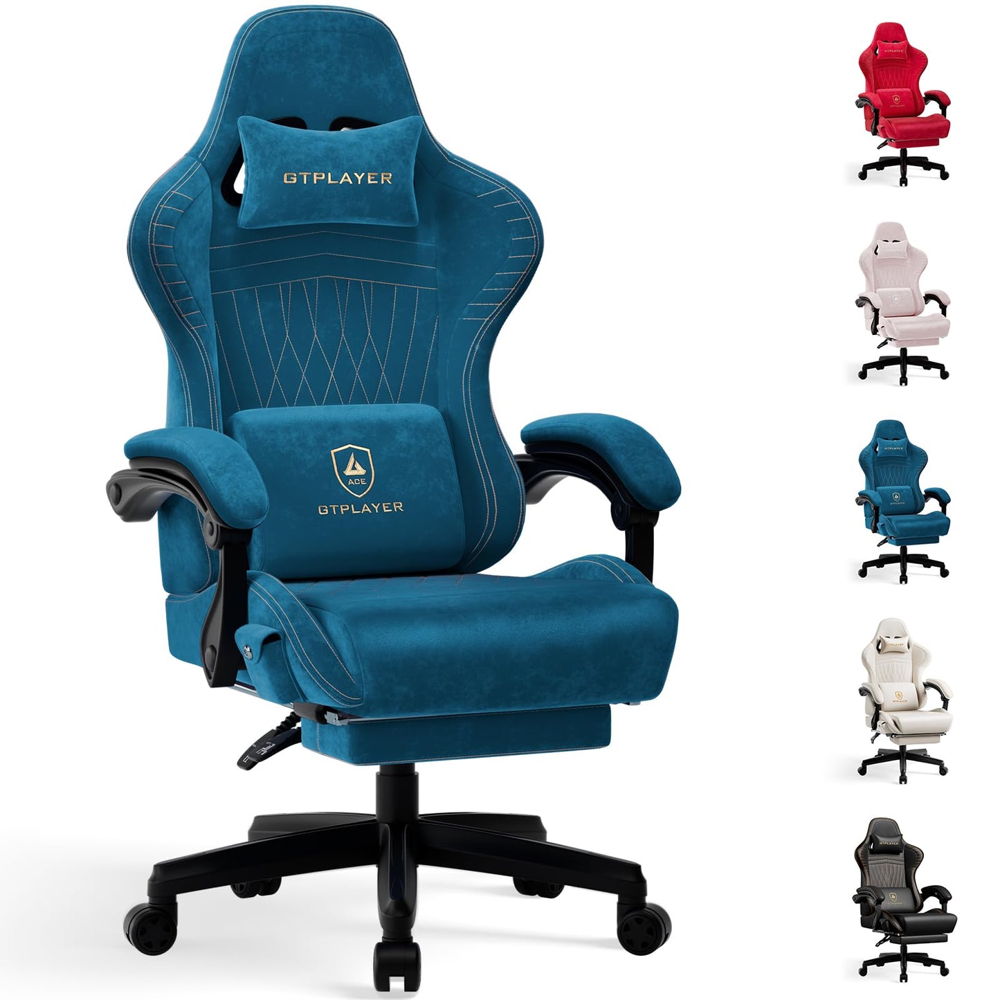 GTPLAYER Gaming Chair for Adults, Ergonomic Computer Game Chairs with Speakers, Footrest & Linkage Armrest, Reclining High Back Silla Gamer for Home Office, Ace Pro, Off-White