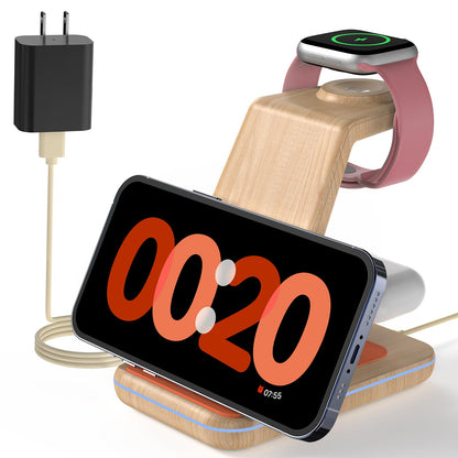 JoyGeek 3 in 1 Charging Station for Apple Devices, Wireless Charger Stand for iPhone 17/16/15/14/13/12/11/SE/X Pro Max Plus - Apple Watch 11/10/9/Ultra 2/8/SE/7/6/5 - AirPods Pro 2/3/2