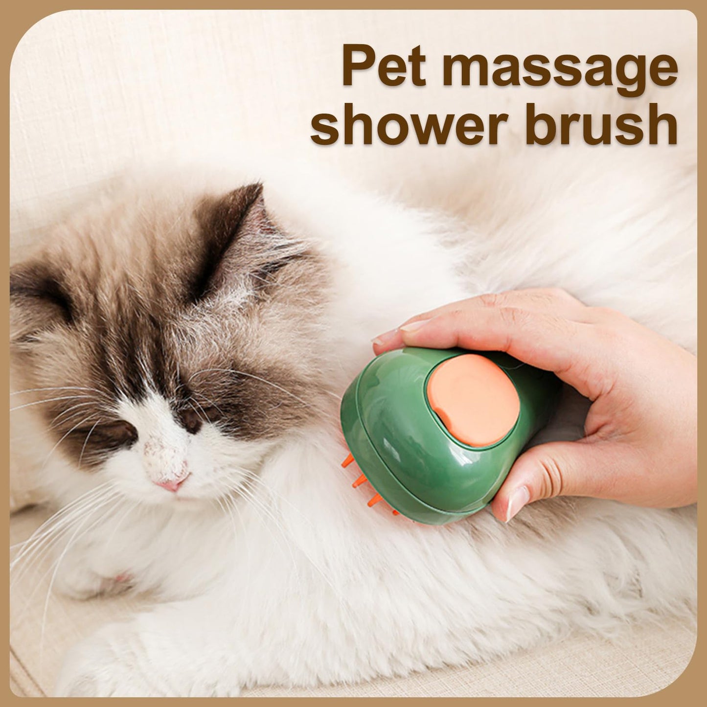 Cat Steam Brush, 3 In 1 Steamy Pet Brush, Silicone Massage Dog Hair Remover Comb, Spray Mist Grooming for Indoor Kittens (Mango Green)