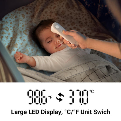 iHealth No-Touch Digital Forehead Thermometer for Adults, Babies, Kids, 3 Ultra-Sensitive Sensors, Quiet Vibration Feedback, Large LED Digits, Easy to Use for Home, PT3 Black