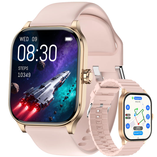 Smart Watch for Women Men, GPS Smartwatches with Heart Rate/SpO2/Sleep/Stress Monitor, 100+ Sports Fitness Watches, IP68 Waterproof Activity Tracker for Android/ iOS Phone (Silver, 1.96"_GPS+Map)