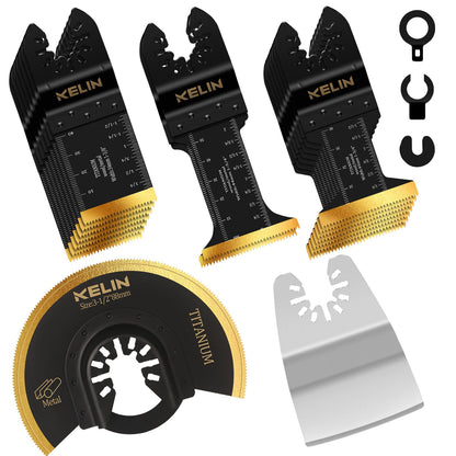 KELIN 6PCS Oscillating Multi Tool Hook Knife Blades, Multitool Saw Blades for Soft Materials Like Roofing Shingles, Carpet, Cardboard & PVC Flooring, Universal Interface