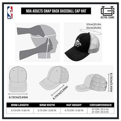 Ultra Game Men’s NBA Official Twill Snap Back Ultimate Baseball Cap Hat
