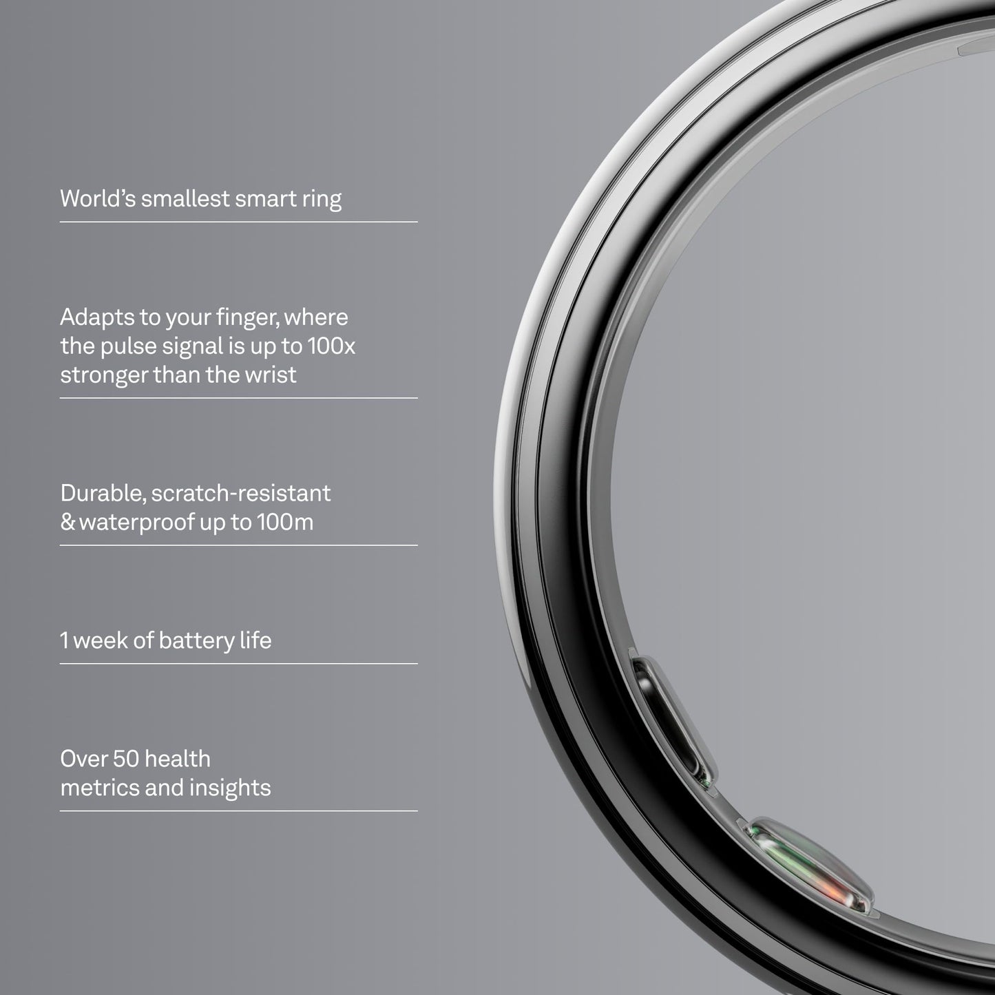Oura Ring 5 - Stealth - Size 9 - World's Smallest Smart Ring - Sleep, Activity, Women's Health, AI Advisor, 1 Week of Battery Life, Oura App, Android & iOS Compatible