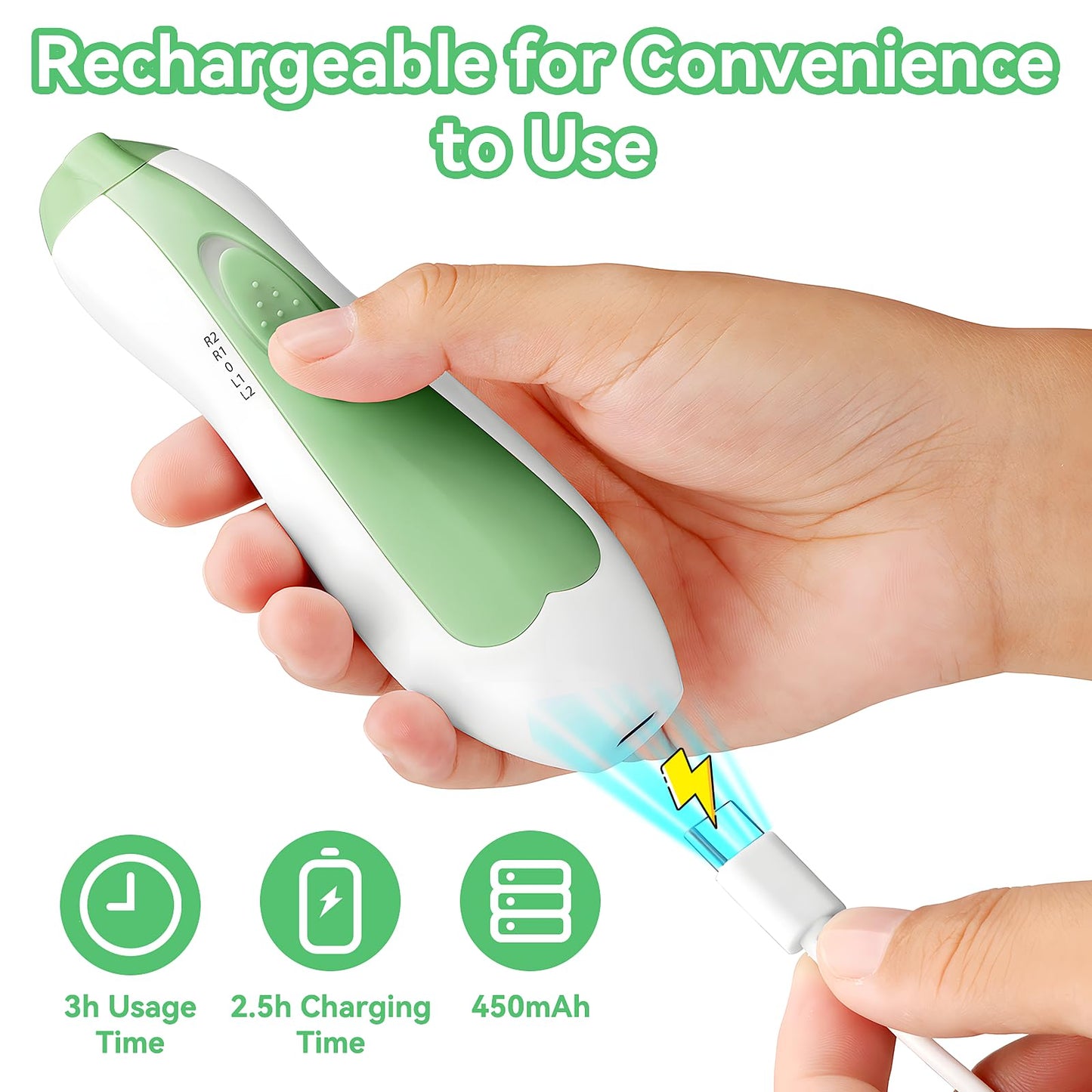 Electric Nail File Drill for Baby No Sharp Claws Hurt, 6 in 1 Safety Cutter Trimmer Clipper for Toes and Fingers (Blue)