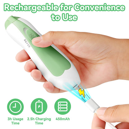 Electric Nail File Drill for Baby No Sharp Claws Hurt, 6 in 1 Safety Cutter Trimmer Clipper for Toes and Fingers (Blue)