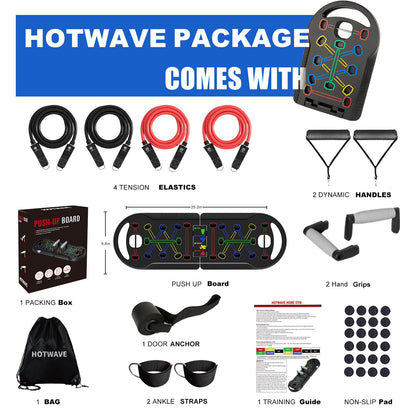 HOTWAVE Push Up Board Fitness, Portable Foldable 20 in 1 Push Up Bar at Home Gym, Pushup Handles for Floor. Professional Strength Training Equipment For Man and Women
