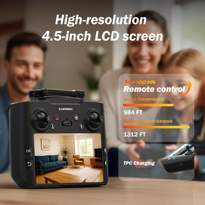 GPS Drone with EIS Camera for Adults Beginners,4.5" HD LCD RC Screen,Al Track&Orbit Mode,32G SD Card with Drone Professional Auto Return, Drones Long Range Follow Me,Gesture Control,under 249g