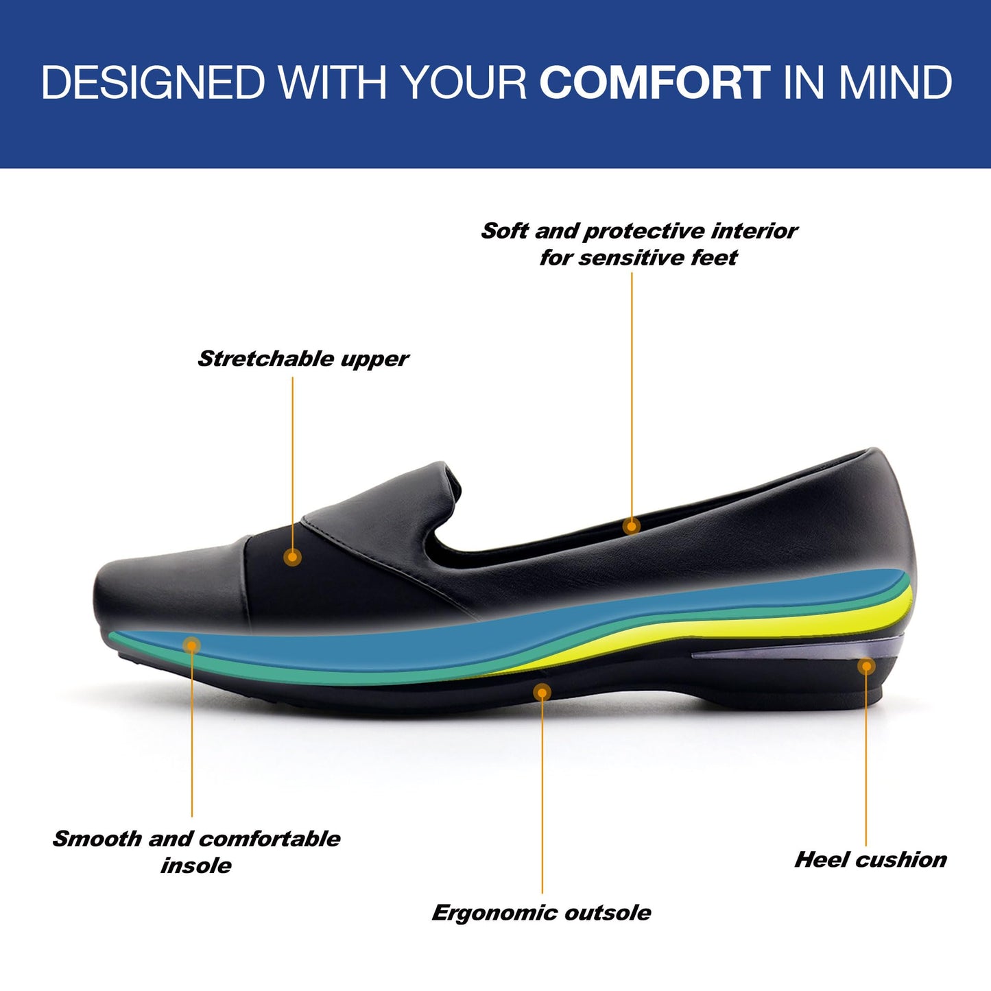 Ortho + Rest Women Orthopedic Dress Shoes Bunions Loafers Slip On Orthotic Shoes