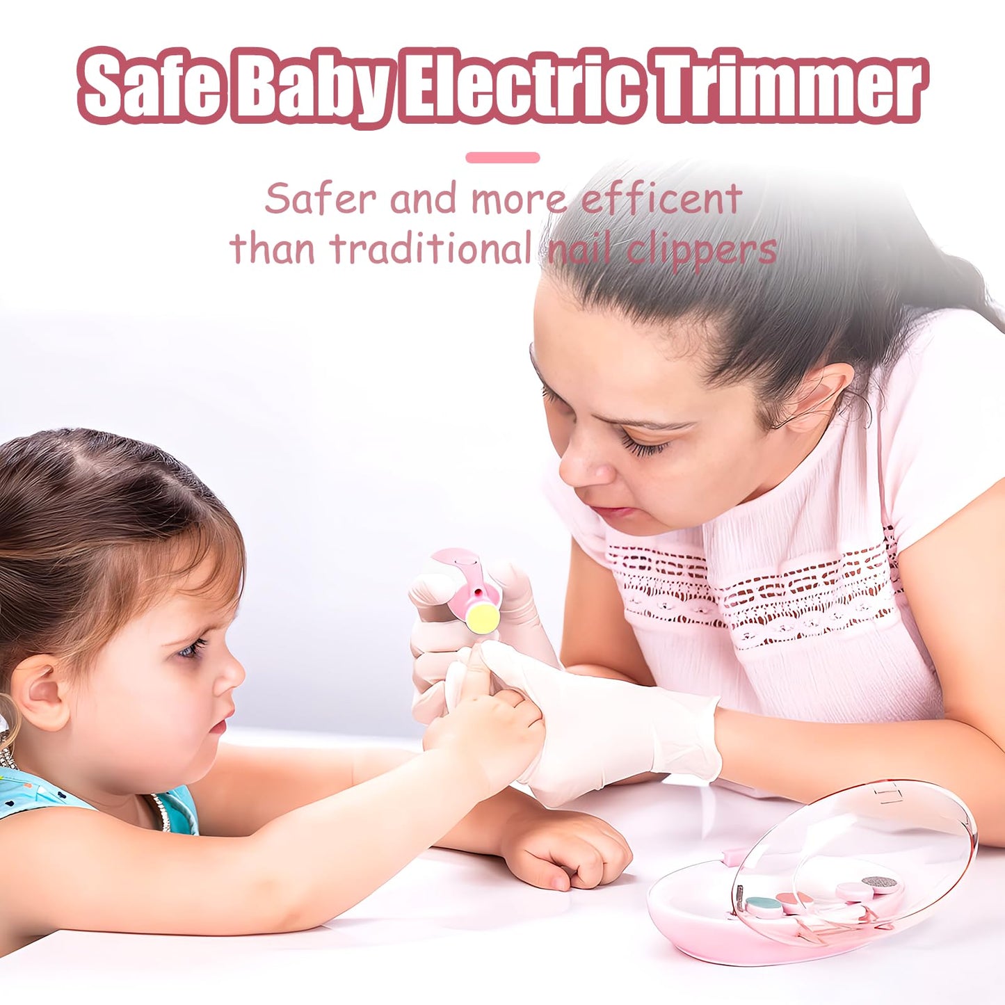 Electric Nail File Drill for Baby No Sharp Claws Hurt, 6 in 1 Safety Cutter Trimmer Clipper for Toes and Fingers (Blue)