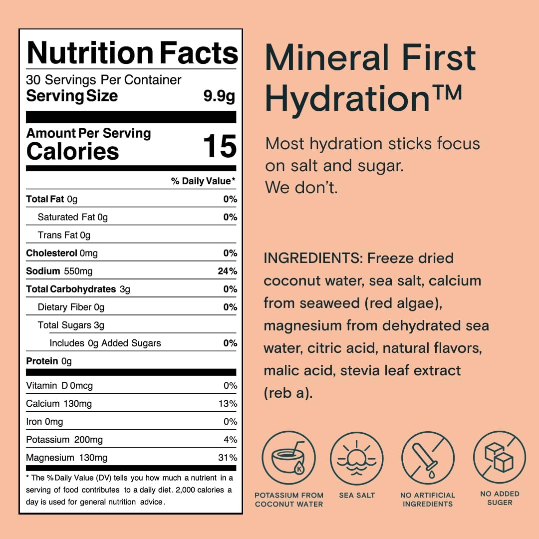 Mineral Hydration Packets – Electrolyte Powder Drink Mix with Calcium, Magnesium, Potassium – No Added Sugar, Natural Ingredients - Variety Pack (12 Packets)