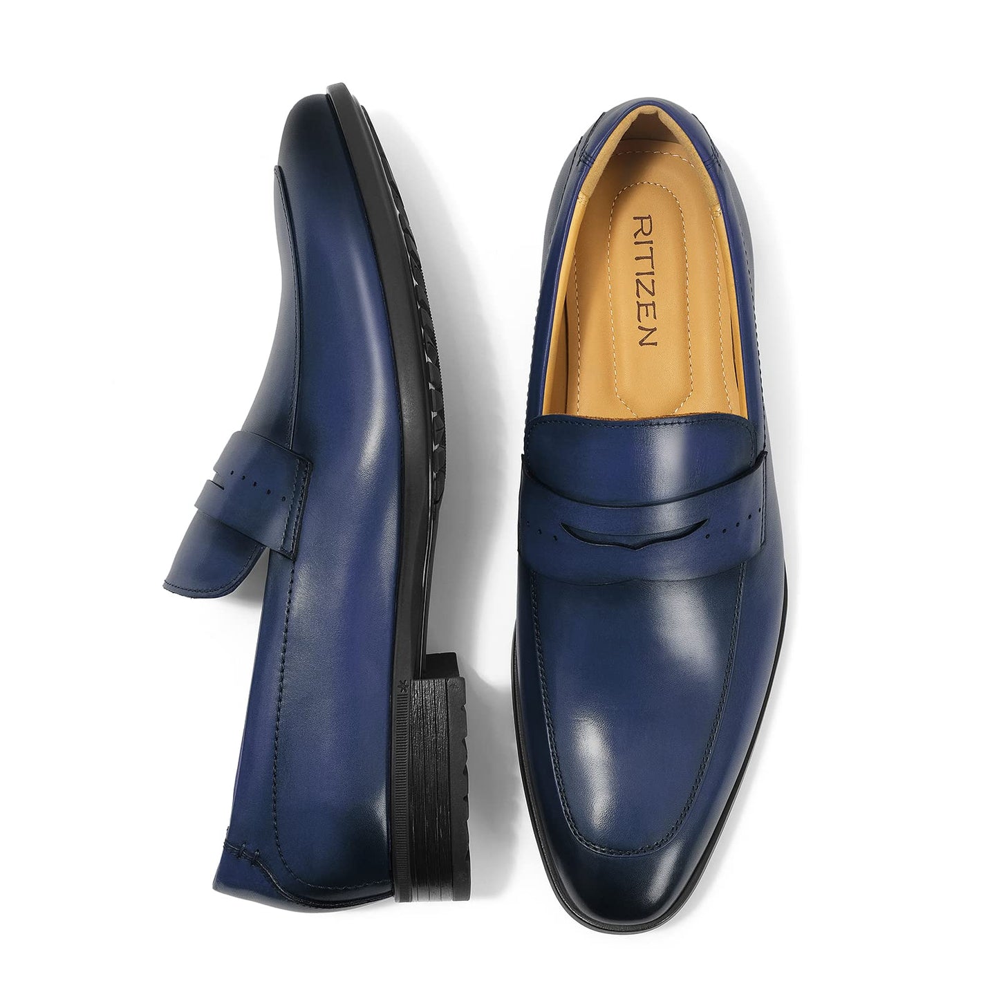 Men's Slip on Oxford Dress Shoes Classic Handmade Calfskin Manufacturing More Compact, Choose The Right Size to Modify The Foot Shape