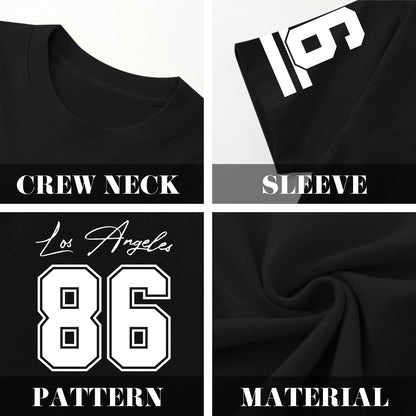 Graphic Tees Men Oversized Streetwear Tshirts for Men Number Los Angeles Print Jerseys Shirt Casual Tee Top