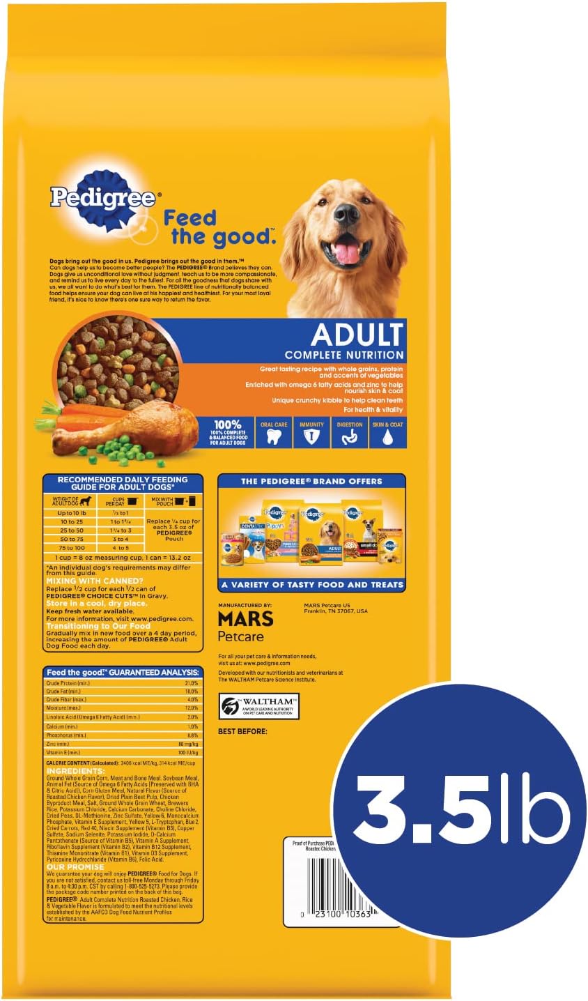 Pedigree Complete Nutrition Dry Dog Food, Steak & Vegetable, 18 lb