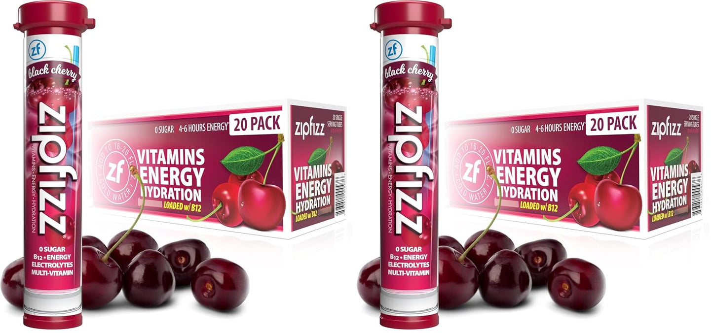 Zipfizz Daily Energy Drink Powder, Blood Orange, 20 Pack | 3-in-1 Sustained Energy, Rapid Hydration, and Essential Vitamins | Sugar-Free | Electrolyte Powder | Contains Vitamin B-12 & Antioxidants