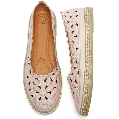 HEAWISH Women’s Ballet Flat Daisy Round Toe Dress Shoes Casual Slip On Rope Loafer