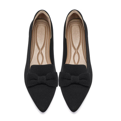 Flats for Women Mesh Ballet Flats with Bow Pointed Toe Comfortable Dressy Knit Breathable for Work Office