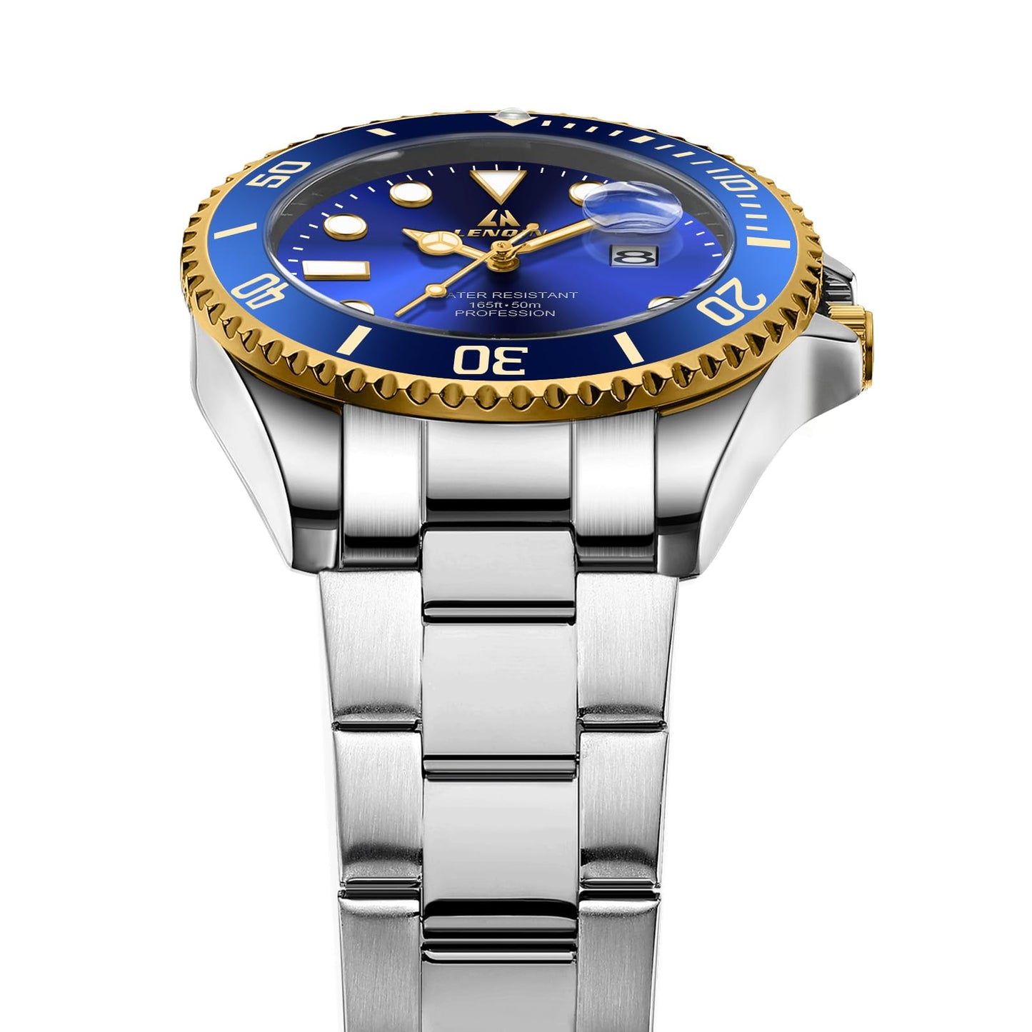 LN LENQIN Mens Watches Stainless Steel Waterproof Analog Quartz Watch for Men with Date Luminous Fashion Wristwatch