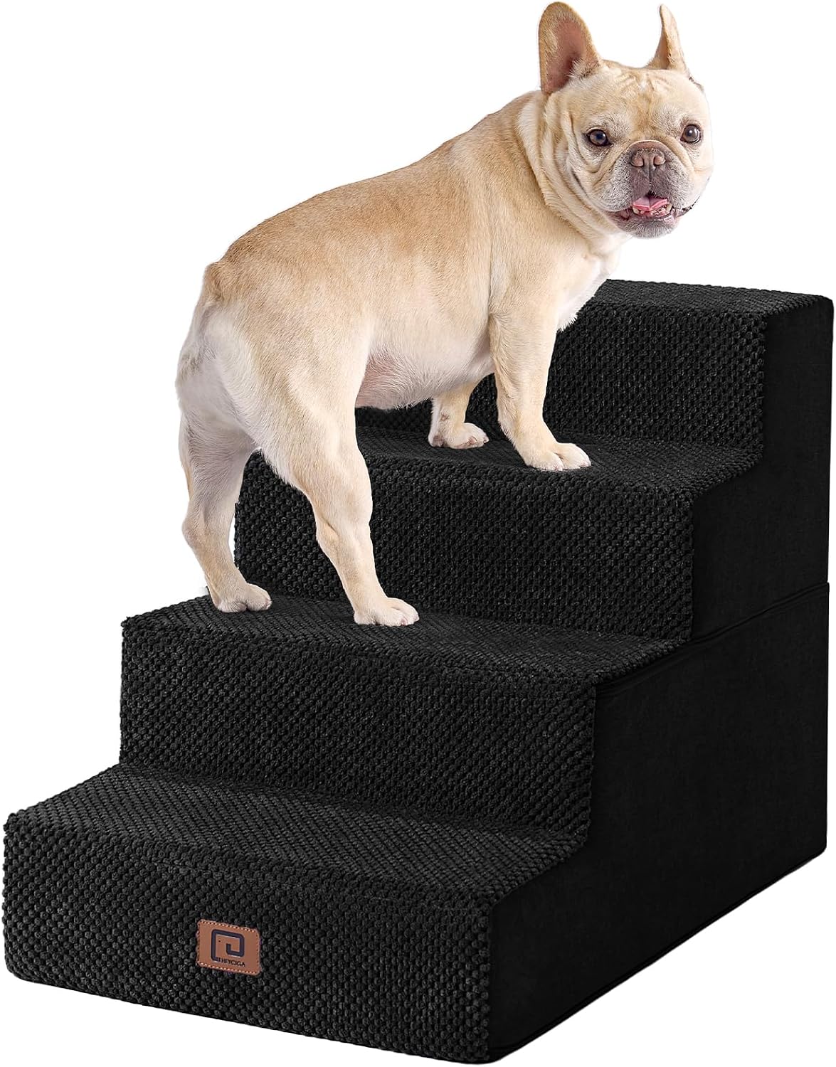 EHEYCIGA Dog Stairs for Small Dogs 13.5" H, 3-Step Dog Steps for Couch Sofa and Chair, Pet Steps for Medium Cats, Non-Slip Balanced Pet Ramp Indoor, Grey