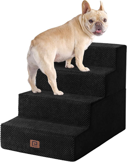EHEYCIGA Dog Stairs for Small Dogs 13.5" H, 3-Step Dog Steps for Couch Sofa and Chair, Pet Steps for Medium Cats, Non-Slip Balanced Pet Ramp Indoor, Grey