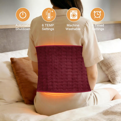 Electric Heating pad with 6 Heat Settings, Auto Shut Off, Dry Electric Heating for Back Neck Knee Arms Legs Shoulder Heat Pads for Christmas Birthday Father Mother's Day (24"X12", Gray Green)