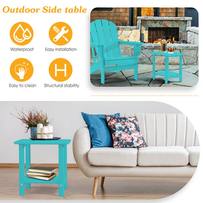 Apolimi Adirondack Outdoor Side Table, 2-Tier Sturdy Patio End Table Weather Resistant, 16.5" Solid Side Table for Patio, Pool, Porch