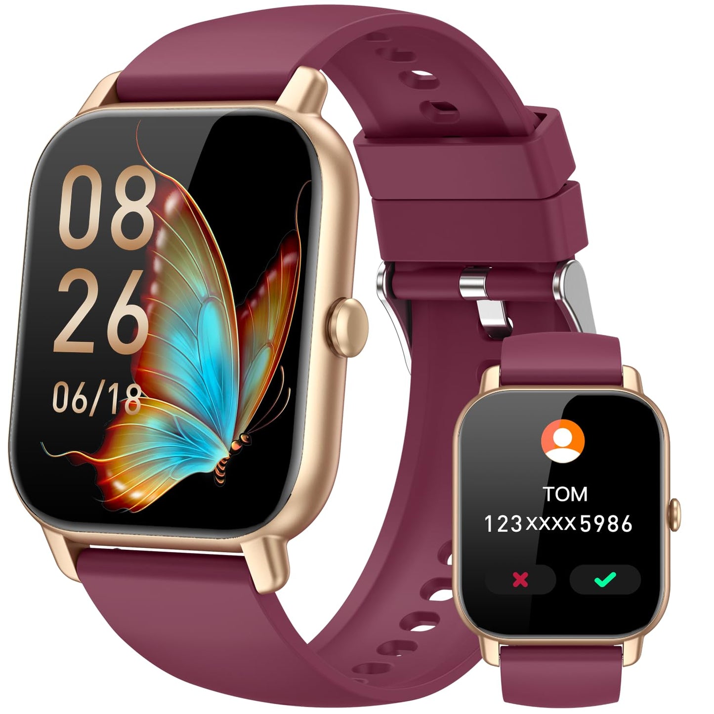 Smart Watches for Men Women, Fitness Tracker with Activity Counter/Sleep Monitor, IP68 Waterproof Smart Watch for Android iPhone iOS Compatible (Jet Black, 1.83)