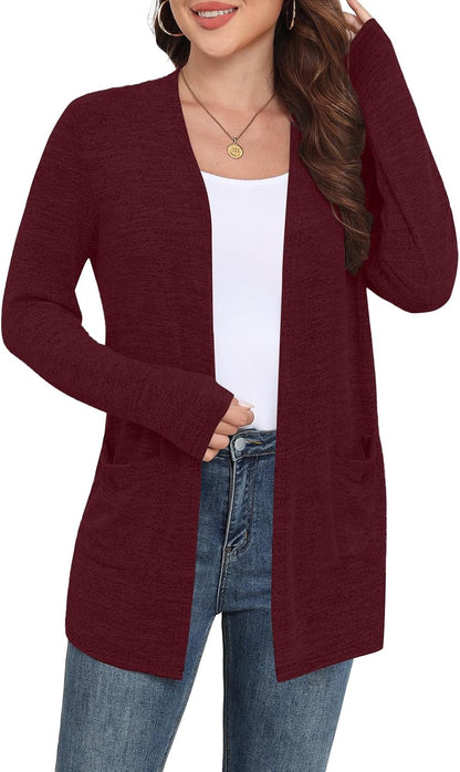 Yincro Womens Lightweight Cardigan Long Sleeve Open Front Casual Sweater Cardigans with Pockets
