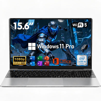 NIAKUN Laptop, Window 11 Pro Laptop Computer 2026, 15.6 Inch Lap Top, 16GB RAM 256GB SSD PC, M3-6Y30 Processor, FHD Display, WIFI5, BT4.2, Webcam, Office 365 for Business, School, Work, Student, Gray