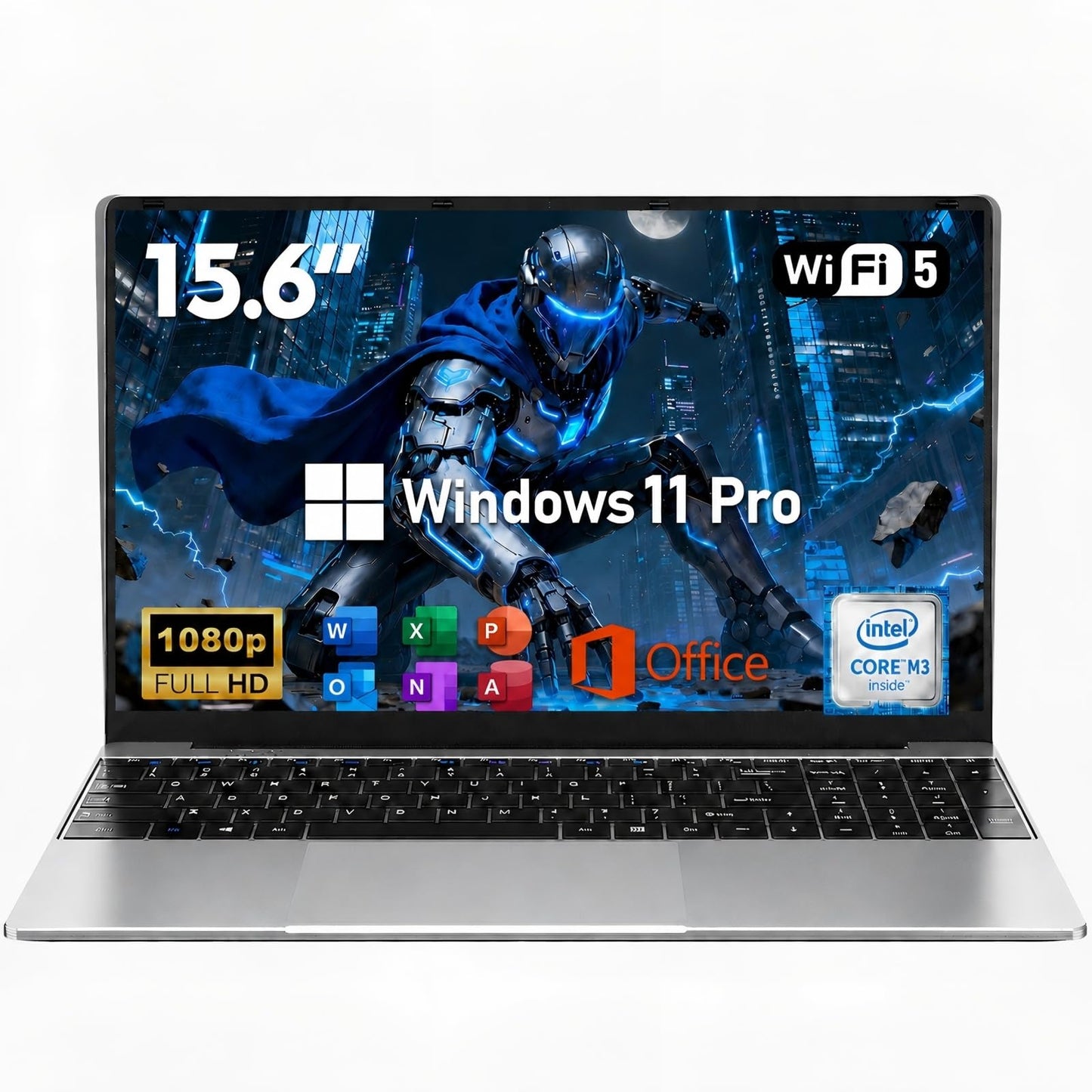 NIAKUN Laptop, Window 11 Pro Laptop Computer 2026, 15.6 Inch Lap Top, 16GB RAM 256GB SSD PC, M3-6Y30 Processor, FHD Display, WIFI5, BT4.2, Webcam, Office 365 for Business, School, Work, Student, Gray