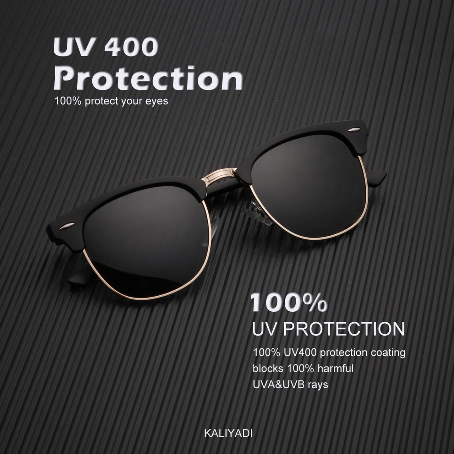 KALIYADI Polarized Sunglasses for Men and Women Semi-Rimless Frame Driving Sun glasses UV Blocking