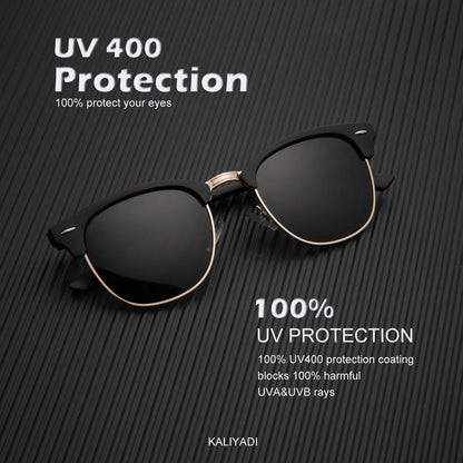 KALIYADI Polarized Sunglasses for Men and Women Semi-Rimless Frame Driving Sun glasses UV Blocking