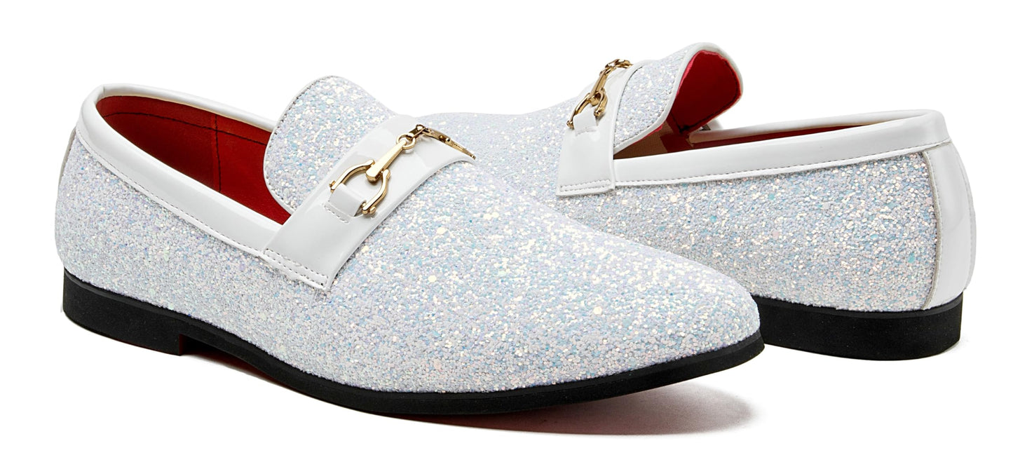 Men Loafer Metallic Textured Slip-on Glitter Sequins Fashion Wedding Dress Shoes Golden