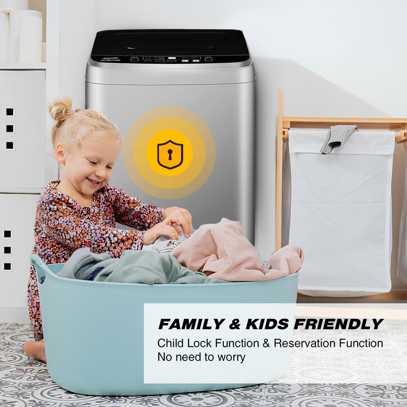 Portable Washing Machine, 17.7lbs Full-Automatic Small Washing Machine for Apartment, 10 Wash Programs with Drain Hose Dorm Size Portable Washer for RV, Home, College, Grey