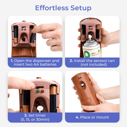 Automatic Air Freshener Spray Dispenser: Automatic Spray Dispenser with Elegant Wood Design for Commercial or Home Use (1-Pack), Battery Powered Free Standing or Wall Air freshener, Three Time Release