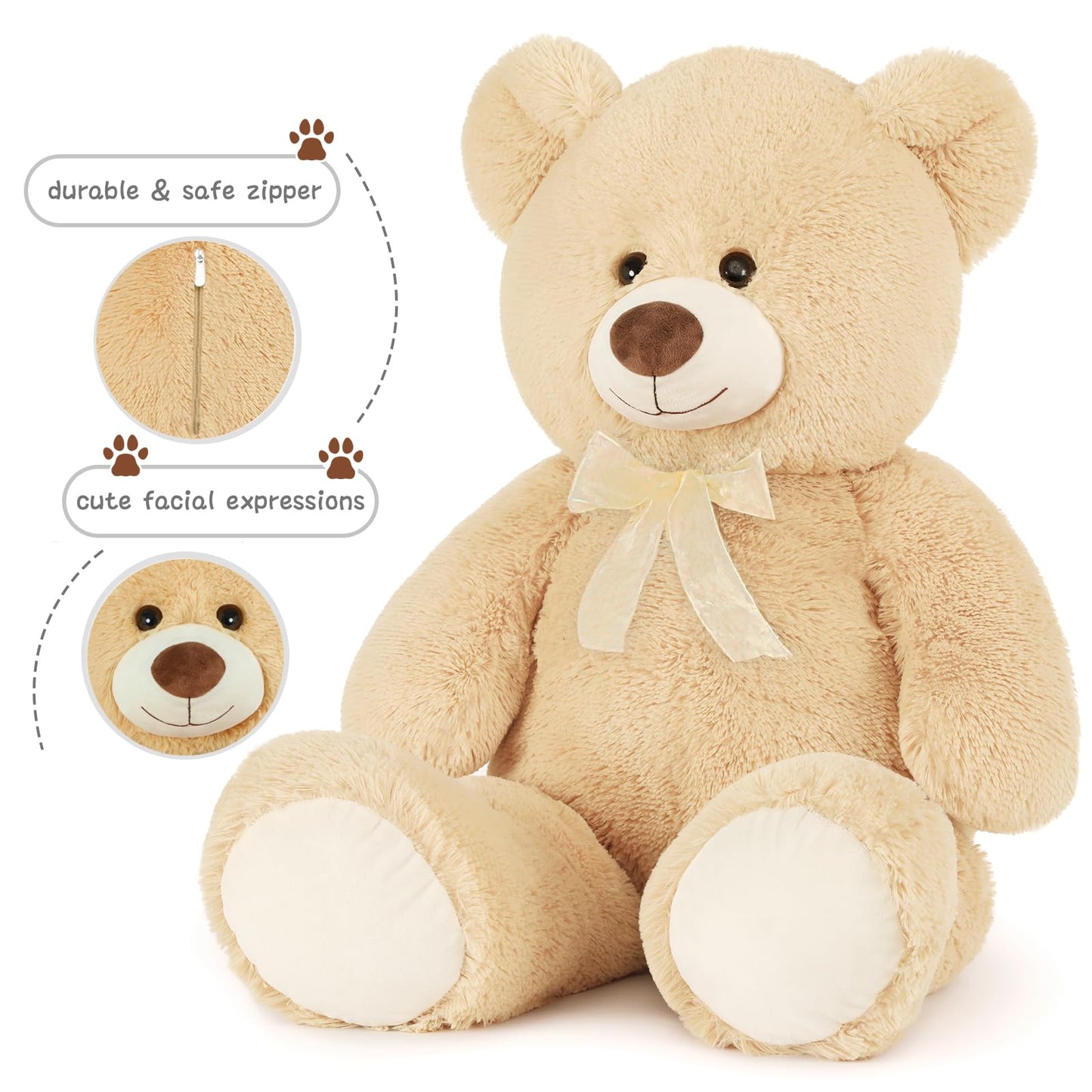 Toys Studio 47 Inch Big Teddy Bear Giant Stuffed Animal for Girls, 4 Feet Large Teddy Bear Baby Shower Party Decorations Kids Women Girlfriend Christmas Valentines Gifts, Light Brown