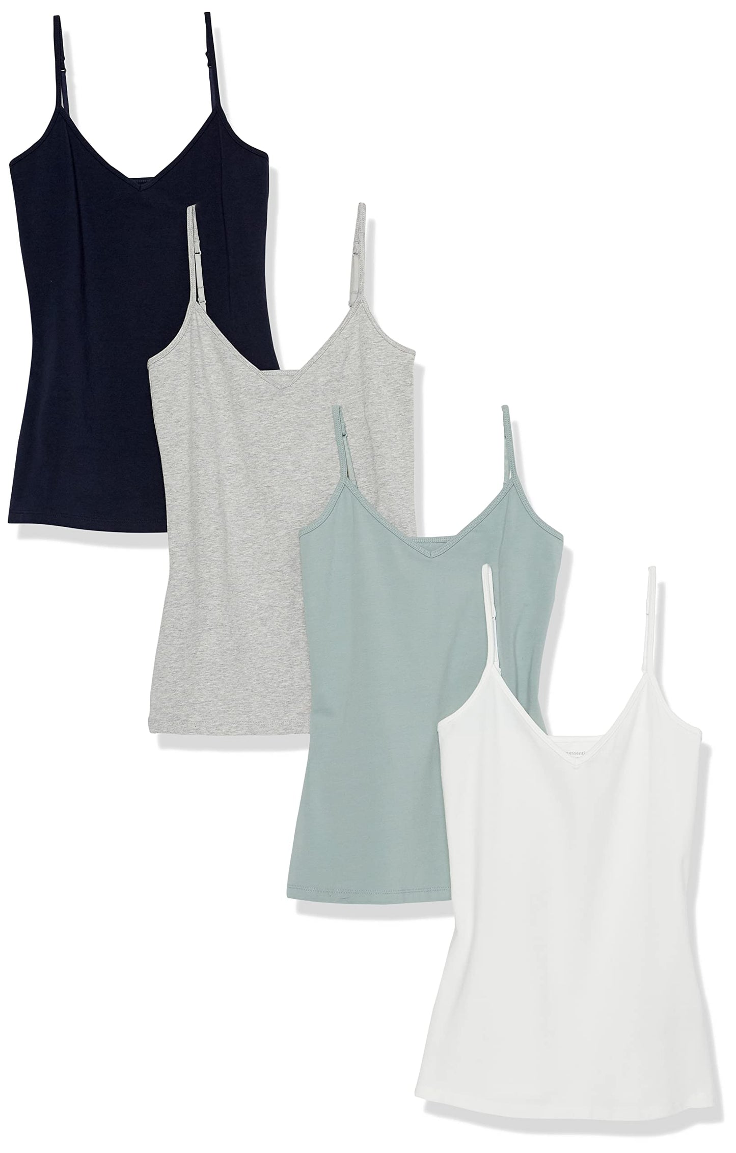 Amazon Essentials Women's Slim-Fit V-Neck Cami, Pack of 4