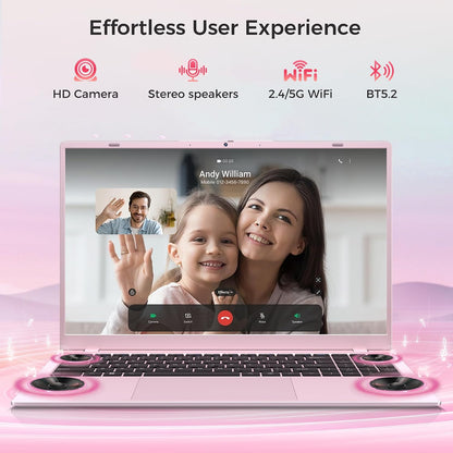15.6" Pink Laptop, Laptop with 16GB RAM 256GB SSD, Gold 6500Y(Beat Pentium, Up to 3.4GHz), 1080P FHD IPS Display, Bluetooth, WIFI, HDMI, USB-C, USB3.2, 38WH Battery, Laptop Computer for Students