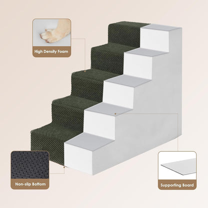 EHEYCIGA Dog Stairs for Small Dogs 13.5" H, 3-Step Dog Steps for Couch Sofa and Chair, Pet Steps for Medium Cats, Non-Slip Balanced Pet Ramp Indoor, Grey