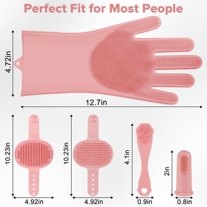 6PCS Grooming & Bath Supplies for Dogs, Cats | Dog Washing Gloves | Dog Bath Brush | Dog Shower Brush | Pet Grooming Gloves | Dog Grooming kit | Pet Supplies for Showerhead & Sprayer (Navy Blue)