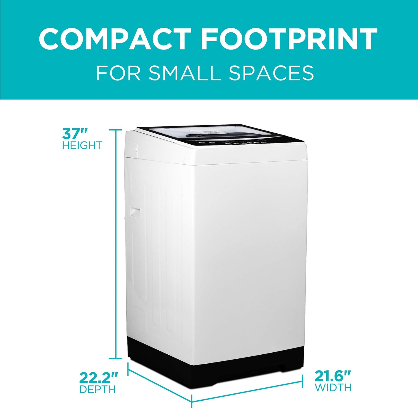 BLACK+DECKER 0.9 Cu. Ft. Portable Washer, 6.6 lb. Capacity Washing Machine for Homes & Apartments, 5 Wash Cycles, Quick Connect Sink Adapter and Drain Hose Included, LED Display, BPWM09W, White