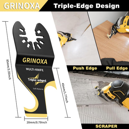4PCS Hook Knife Oscillating Multitool Blades,Triple-Edge Push Pull Scraper Oscillating Multi Tool for Roofing Shingles,PVC Floor,Carpet,Cardboard Cutting Fit DeWalt, Milwaukee,Ryobi,Fein,Rockwell