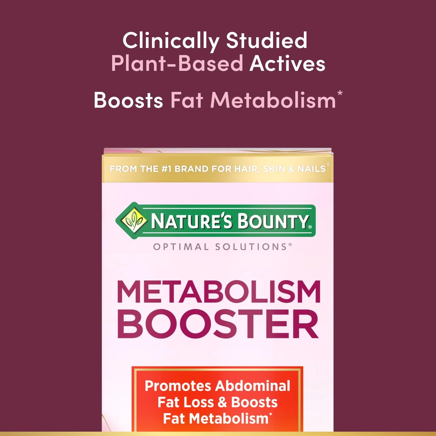 Nature's Bounty Optimal Solutions Metabolism Booster Supplement, Boosts Fat Metabolism, Promotes Abdominal Fat Loss, with Citrus Extracts and Black Ginger, 60 Capsules (Pack of 2)