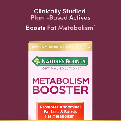 Nature's Bounty Optimal Solutions Metabolism Booster Supplement, Boosts Fat Metabolism, Promotes Abdominal Fat Loss, with Citrus Extracts and Black Ginger, 60 Capsules (Pack of 2)