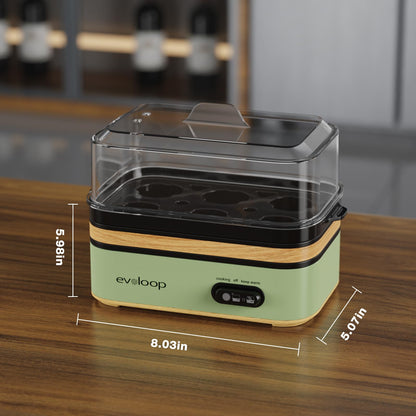 Evoloop Rapid Egg Cooker Electric 6 Eggs Capacity, Soft, Medium, Hard Boiled, Poacher, Omelet Maker Egg Poacher With Auto Shut-Off, BPA Free